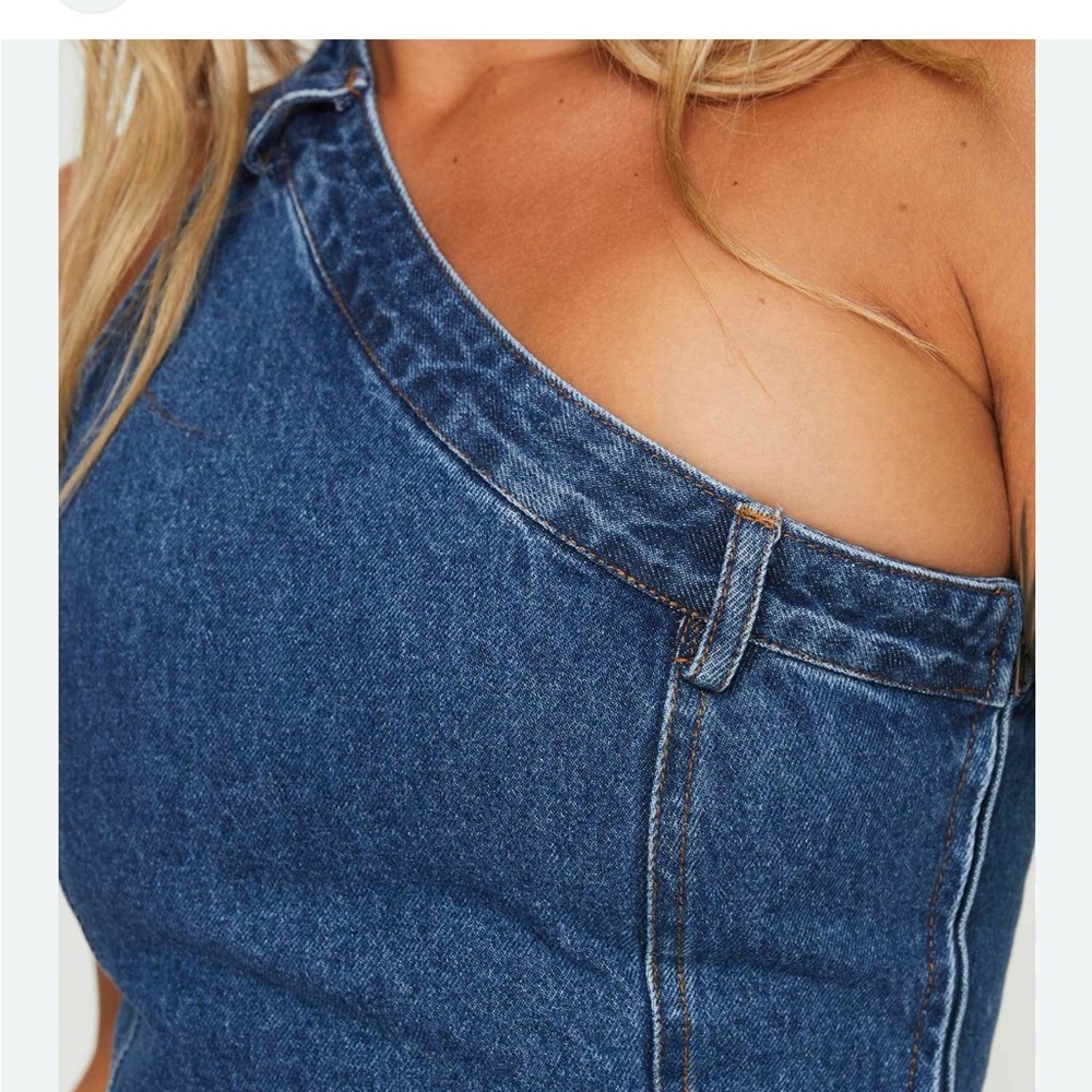 Princess Polly Blue Denim Asymmetrical Tank Top - Picture 5 of 12